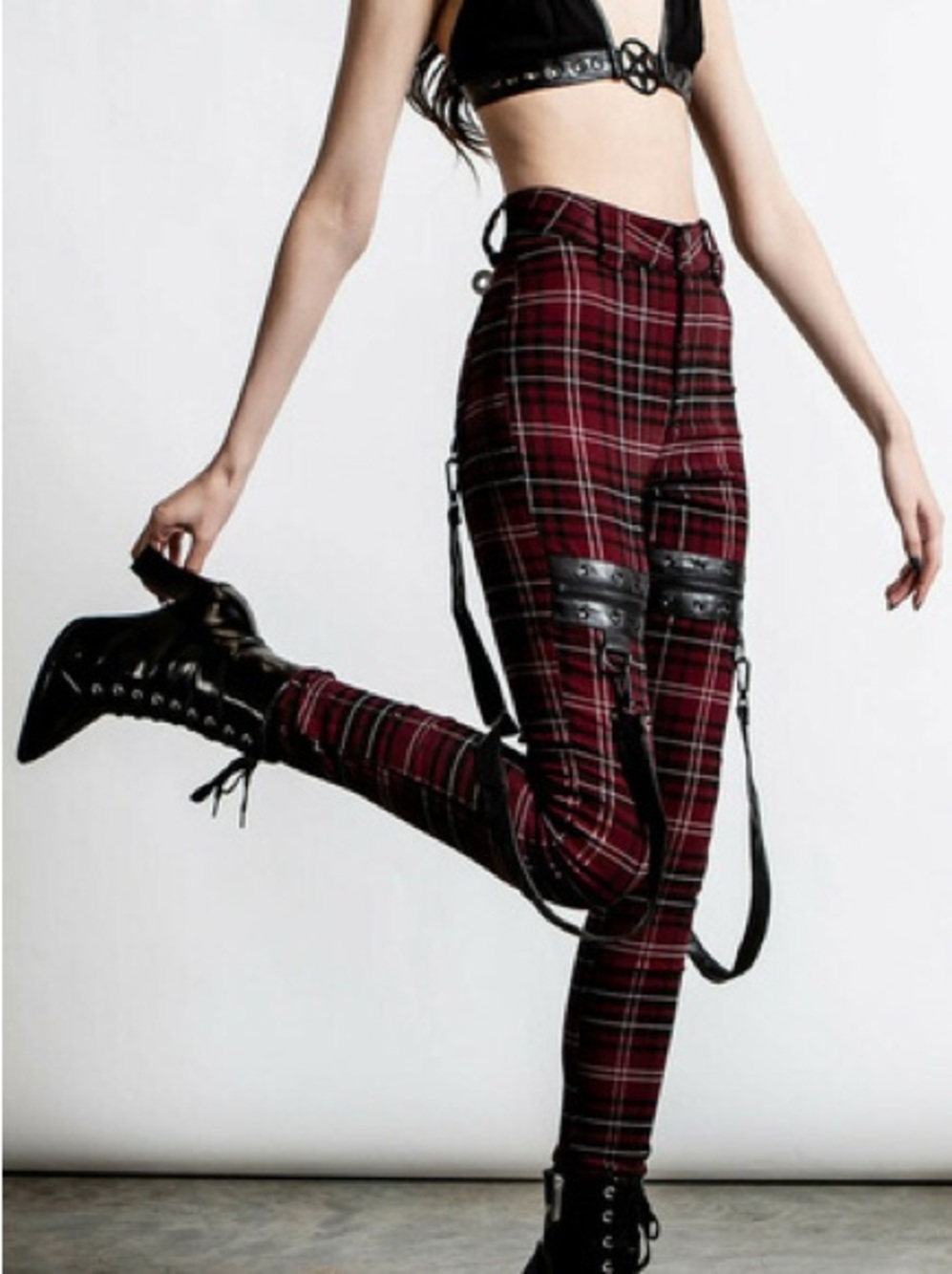 Killstar Dead Resistance Red Plaid Pants